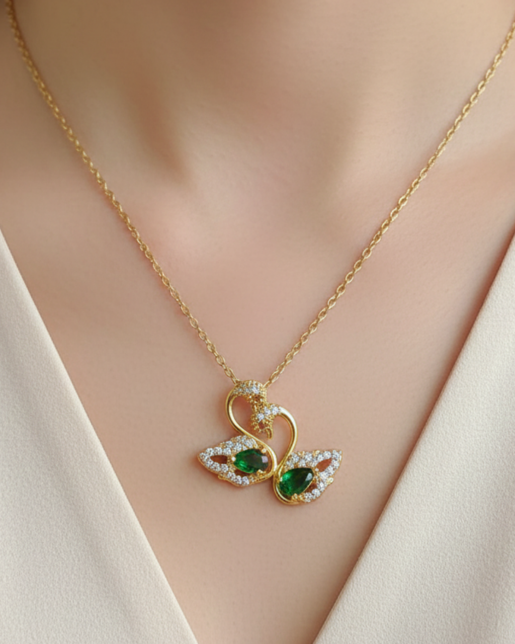 Emerald peacock pendant