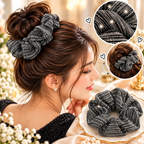 Premium Black & Silver Shimmer Hair Scrunchy for Women
