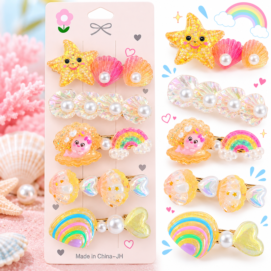 Girls Cute Ocean Theme Hair Clips Set