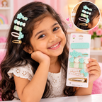 Mint Green & White Designer Hair Clips