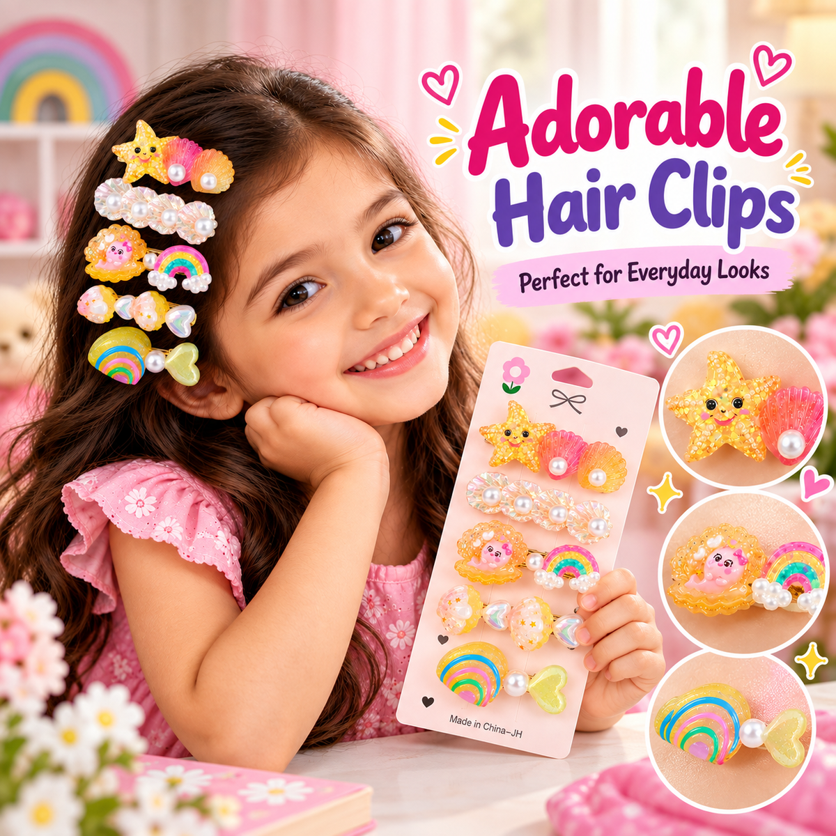 Girls Cute Ocean Theme Hair Clips Set