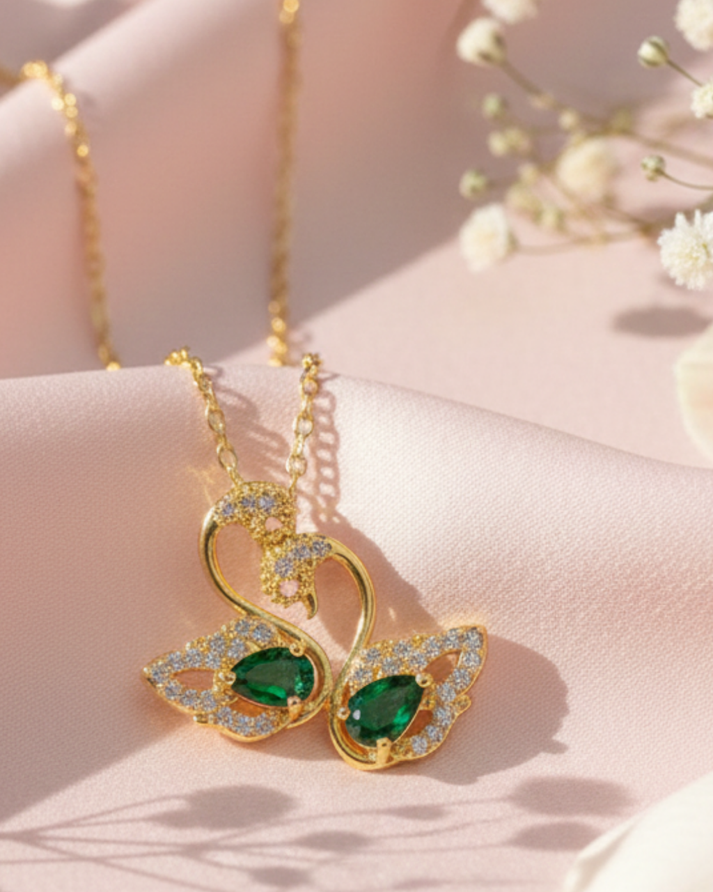 Emerald peacock pendant