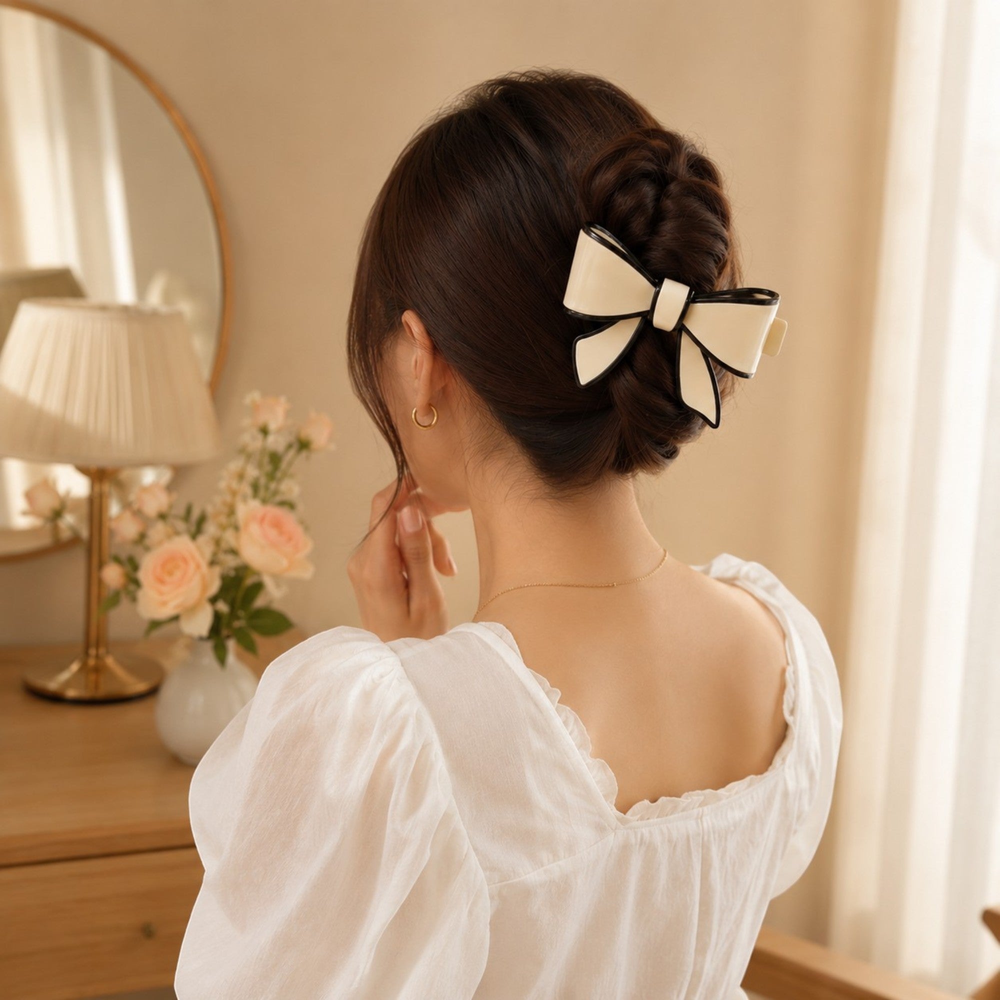 Elegant Cream Butterfly Hair Clip