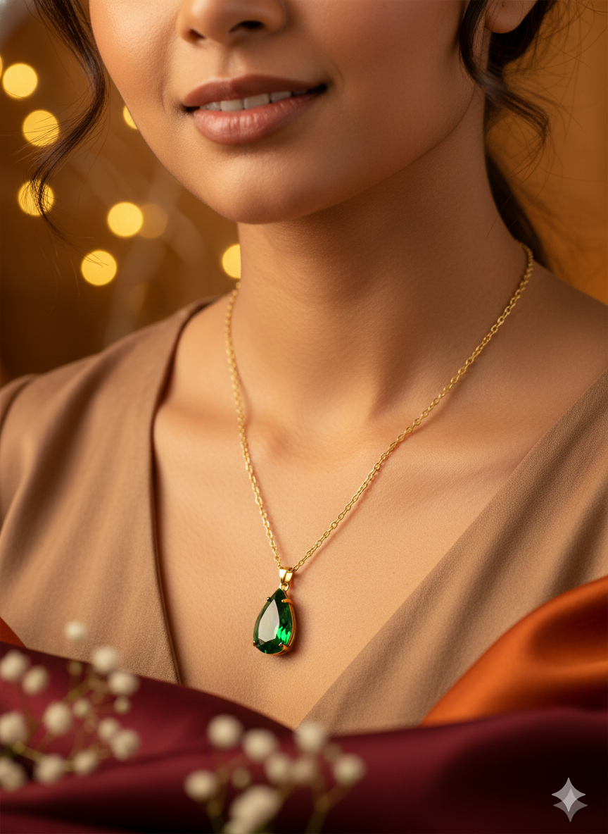 Royal Emerald Drop Necklace