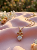 Elegant Anti-Tarnish Gold Plated Bow Crystal Pendant Necklace for Women