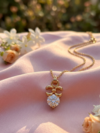 Elegant Anti-Tarnish Gold Plated Bow Crystal Pendant Necklace for Women