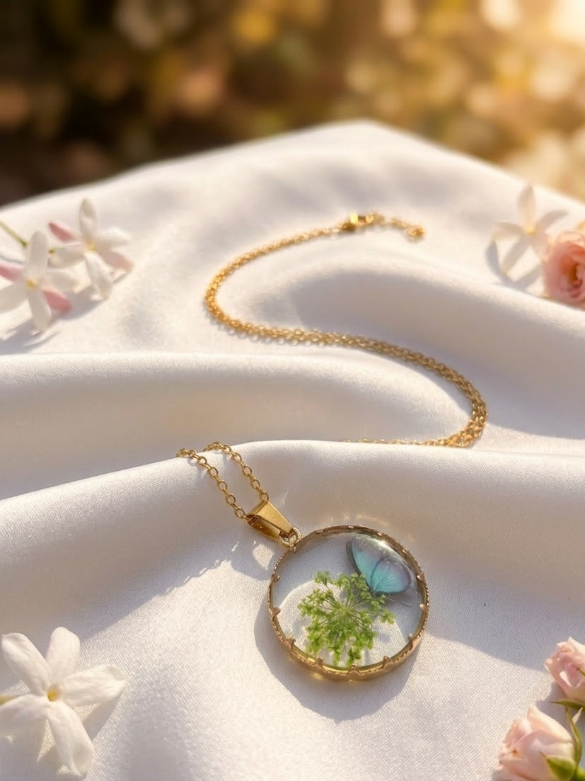 Handcrafted Real Pressed Flower Resin Jewelry Set