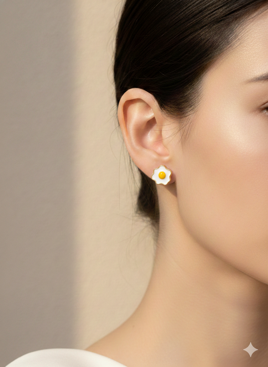 Playful Fried Egg Stud Earrings