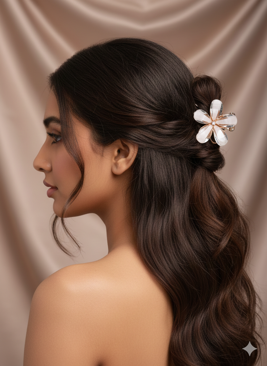 Premium Pearl Flower Claw Clip