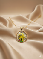 Handcrafted Real Yellow Wildflower Resin Necklace