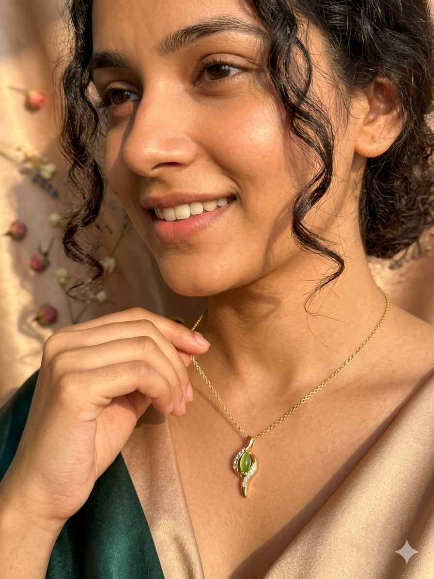 Emerald Green Marquise Pendant Necklace