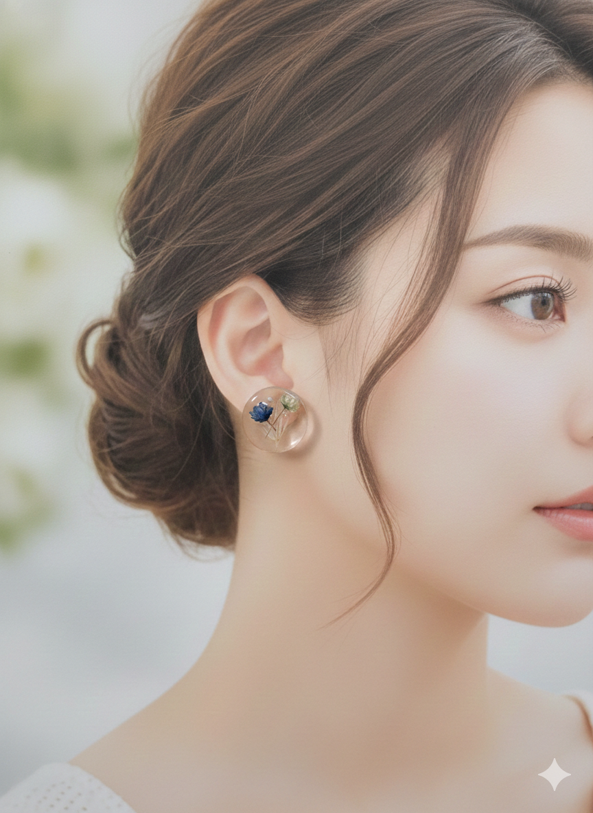 Handcrafted Real Pressed Flower Resin Stud Earrings