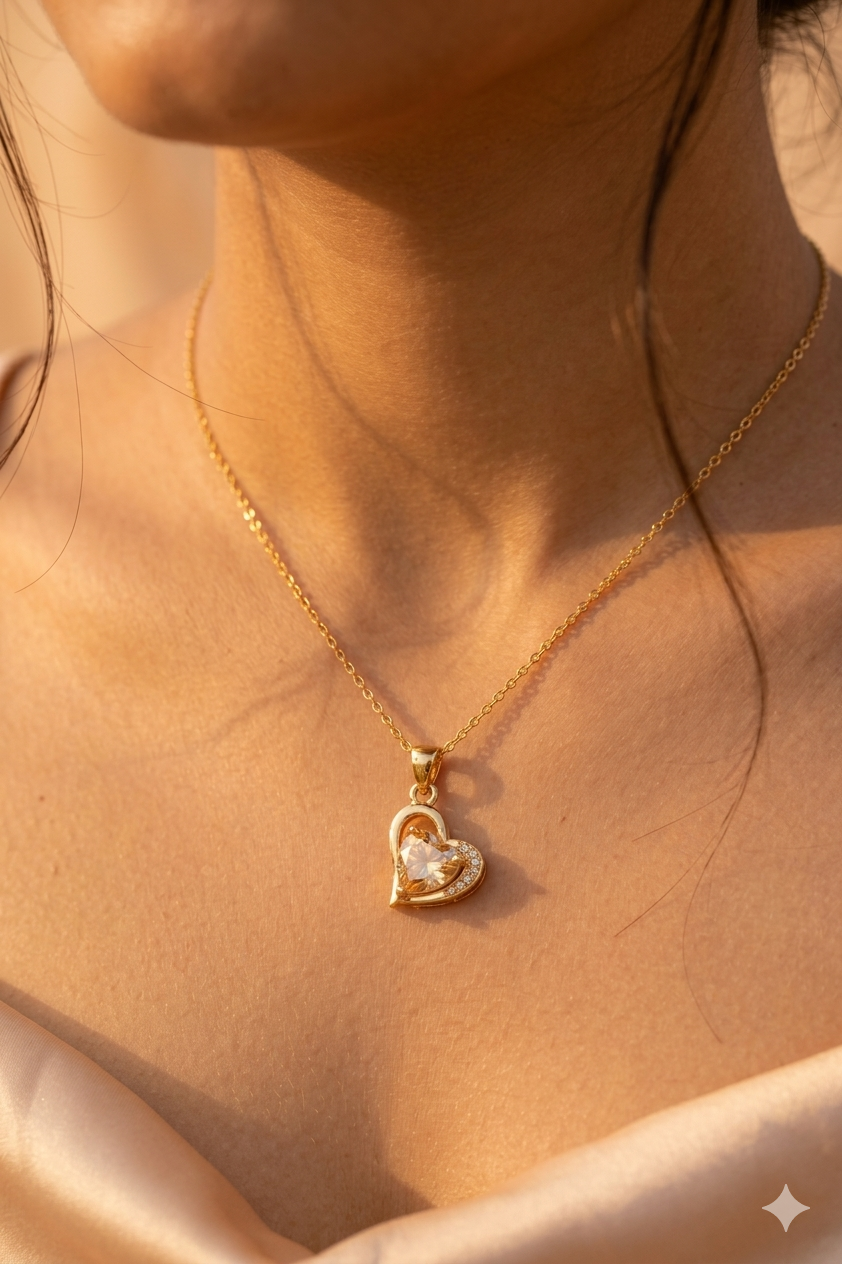 Sparkling Heart Pendant Necklace