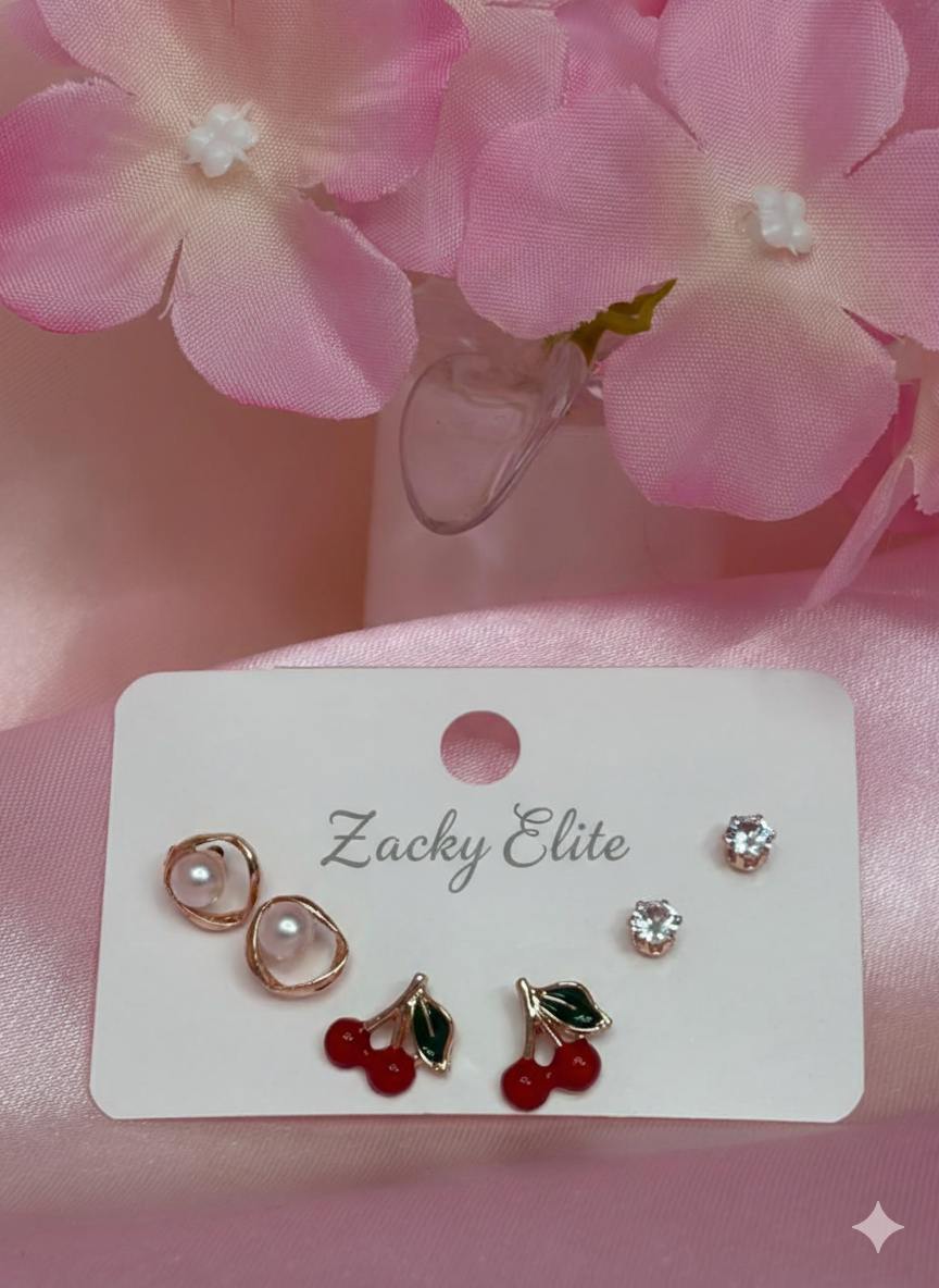 Cherry Enamel Stud Earrings