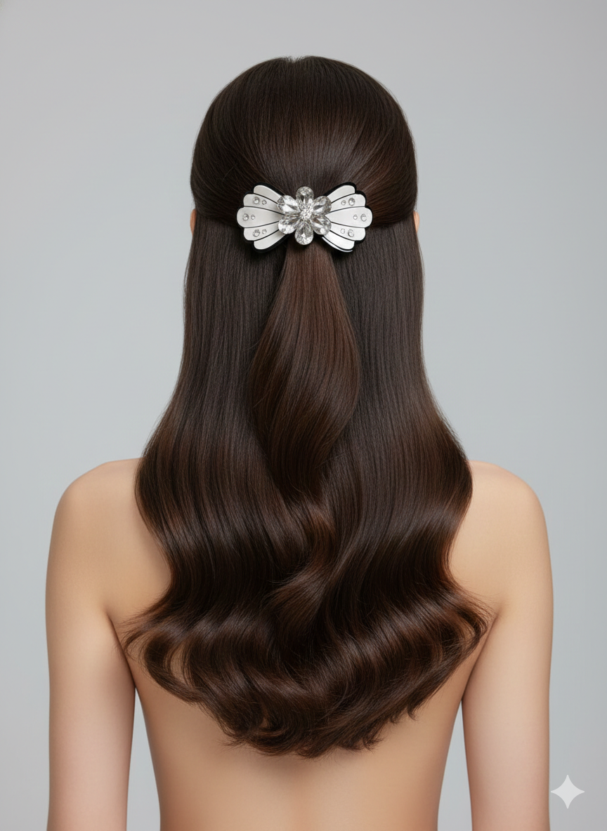 Crystal  Flower Barrette