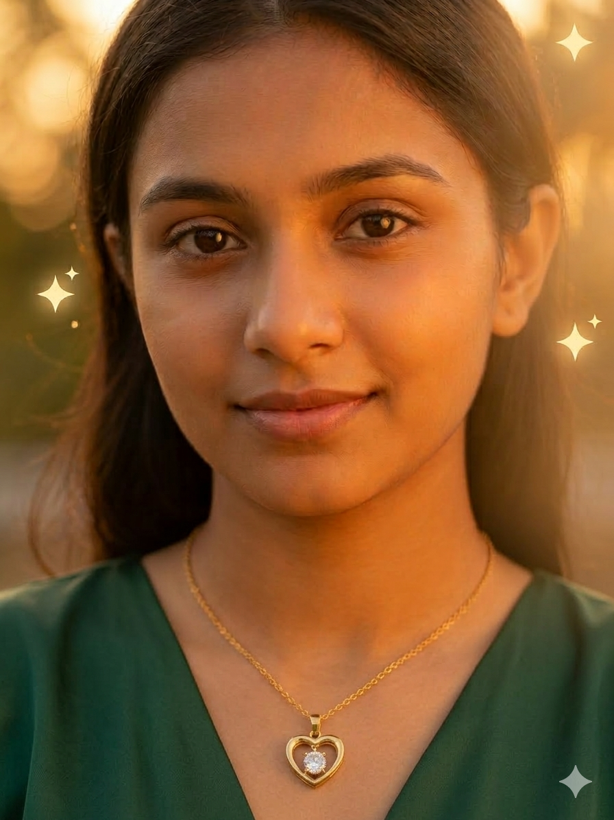 Gold-Plated Crystal Heart Necklace