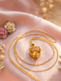 Elegant Gold-Plated Heart Pendant Necklace with Yellow Crystal Stone