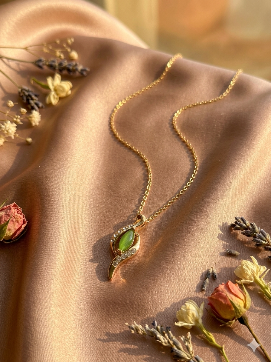 Emerald Green Marquise Pendant Necklace