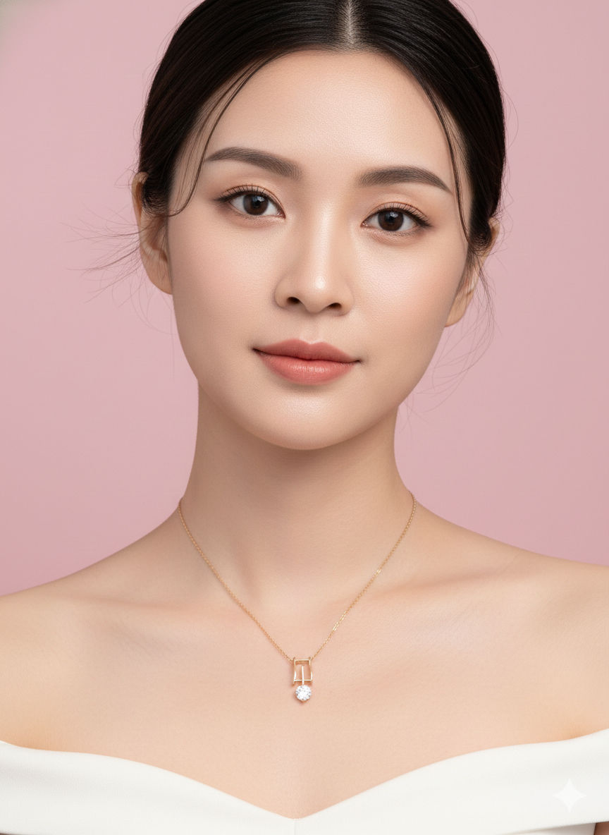 Gold-Plated Geometric Solitaire Necklace for Women