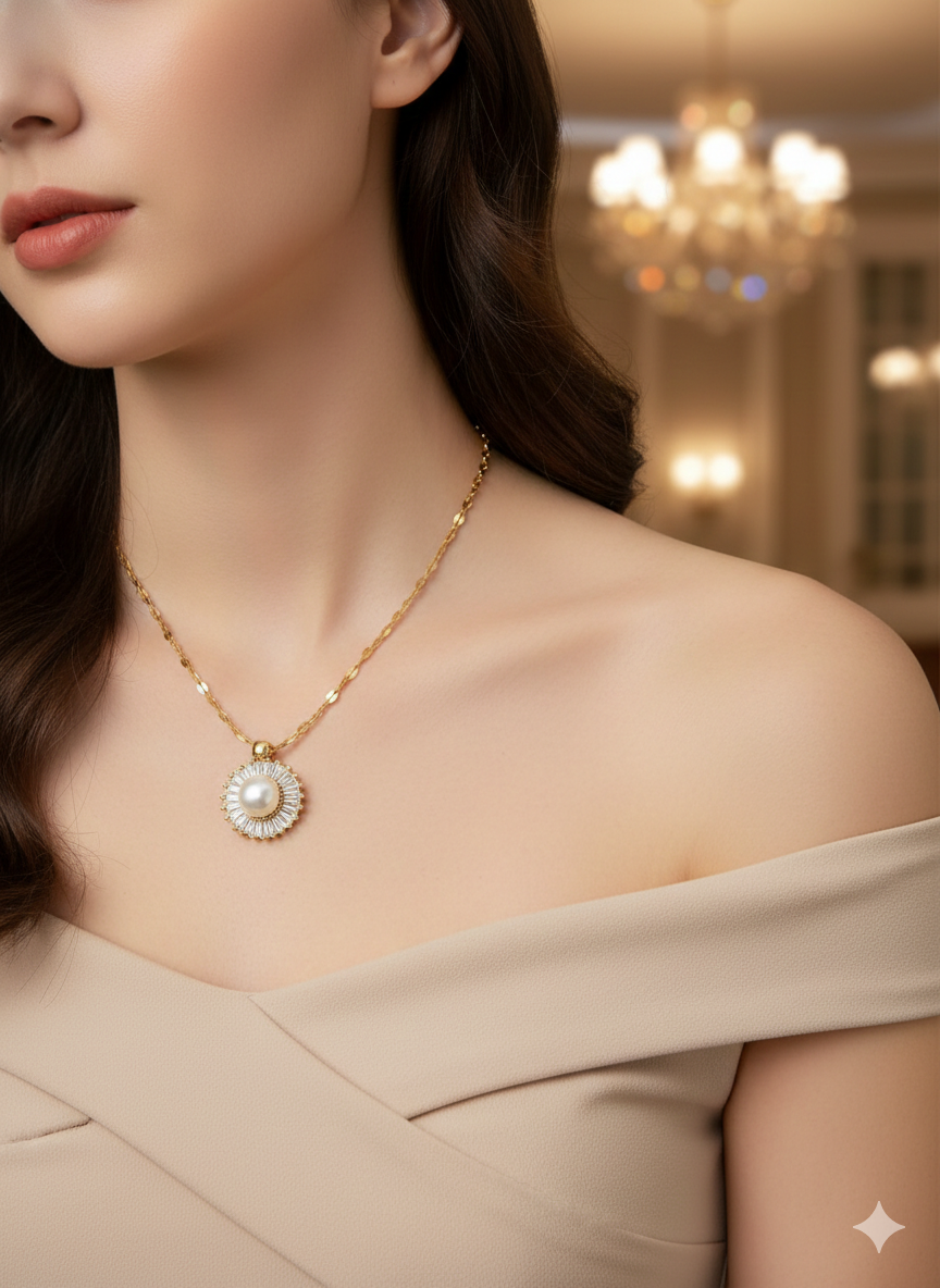 Royal Pearl Sunburst Pendant