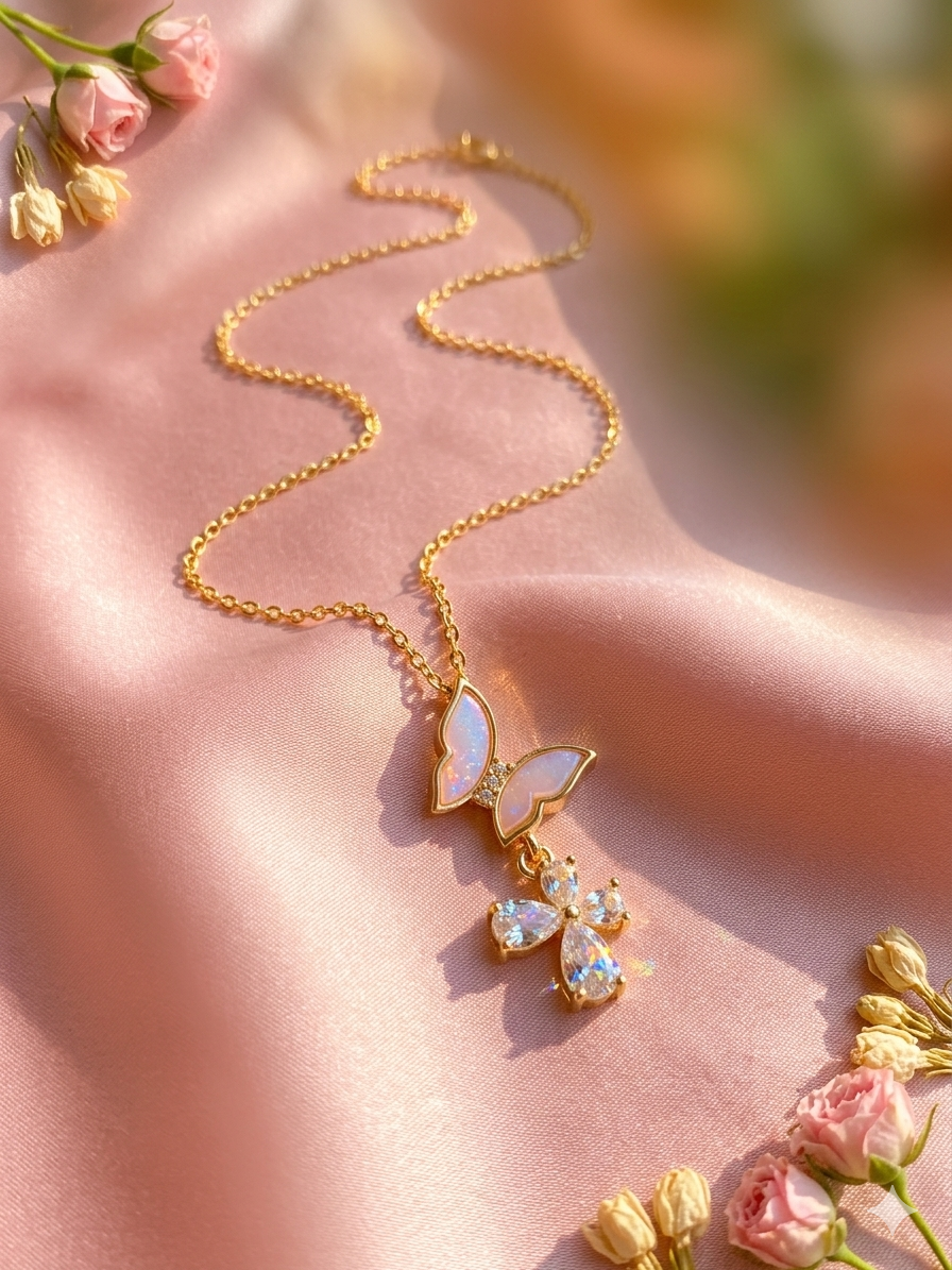 Ethereal Butterfly & Flower Dual Pendant