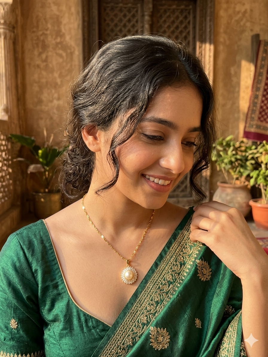 Pearl & Crystal Halo Pendant Necklace