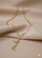 Gold-Plated Butterfly Lariat Necklace