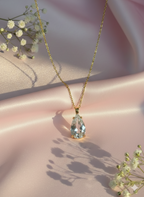 Gold Teardrop Crystal Necklace