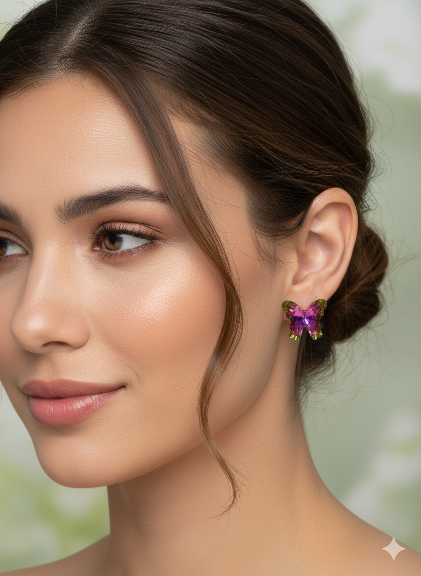 Crystal Butterfly Stud Earrings