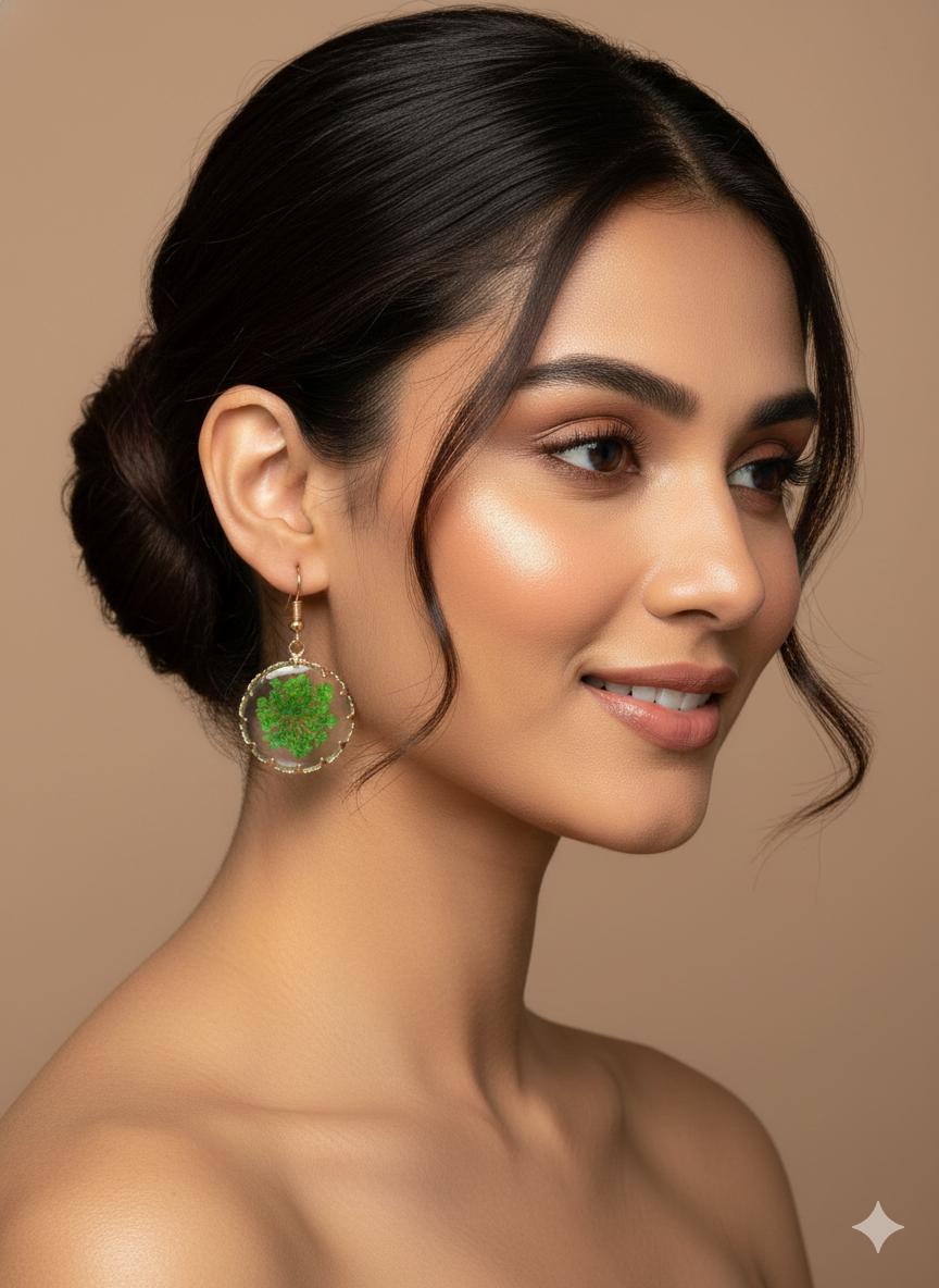 Real Pressed Green Botanical Dangles