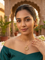 Anti-Tarnish Gold Plated Geometric Crystal Circle Pendant Necklace
