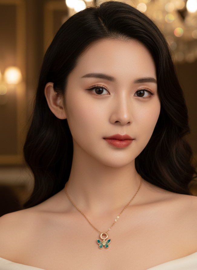 Emerald Enchantment Butterfly Pendant