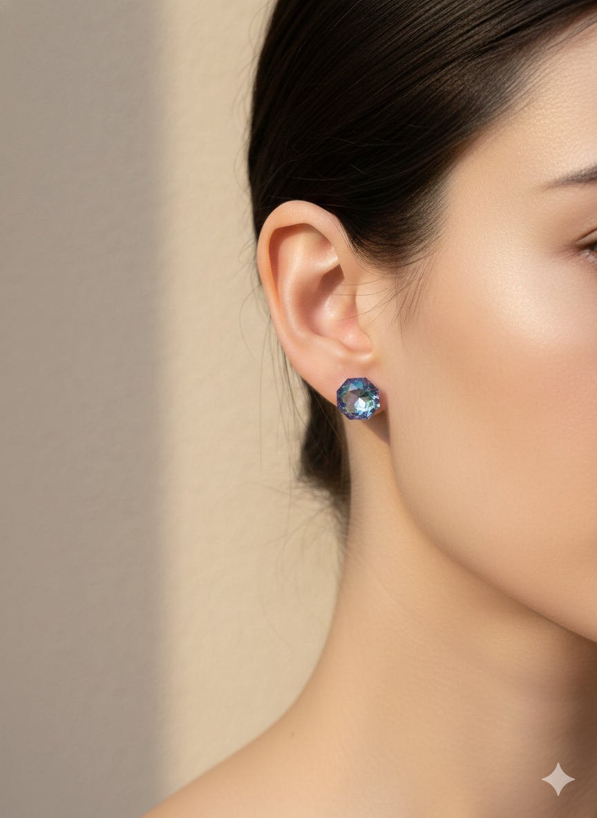 Iridescent Blue Crystal Earrings