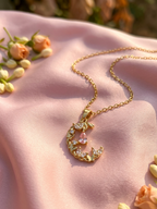 Luxury Korean Anti-Tarnish Gold Plated Butterfly Moon Pendant Necklace
