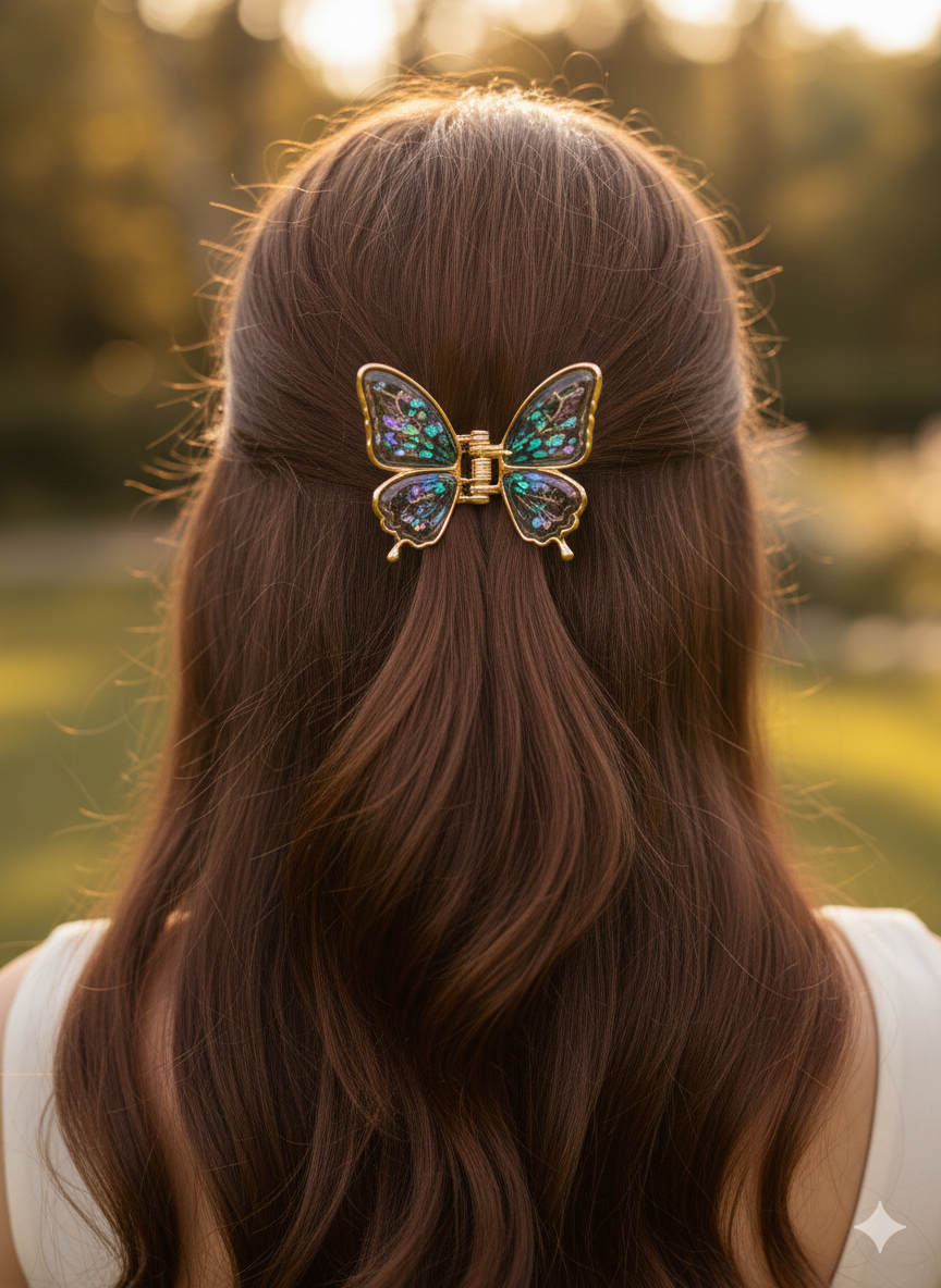 Iridescent Butterfly Hair Claw Clip
