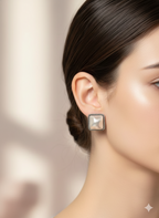 Vintage Square Mother-of-Pearl Stud Earrings