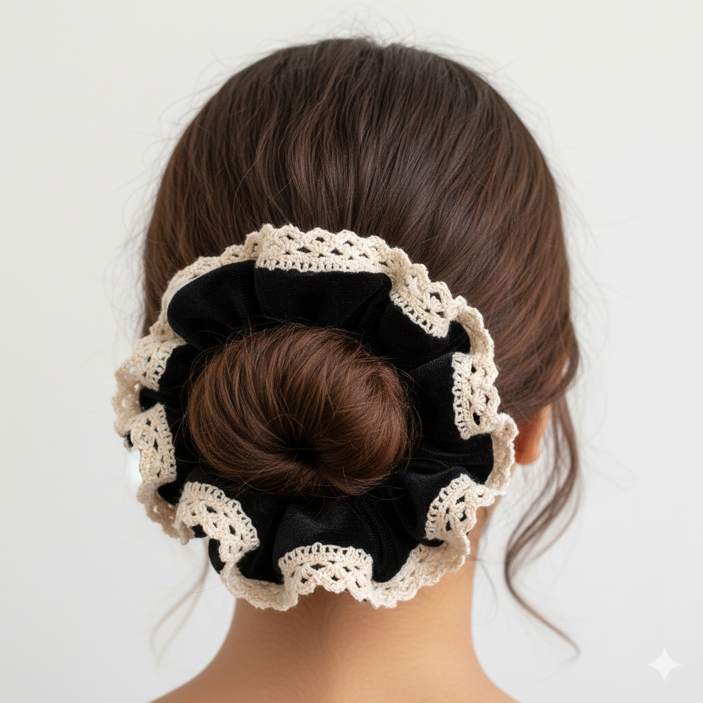 Oversized Black Velvet Hair Tie