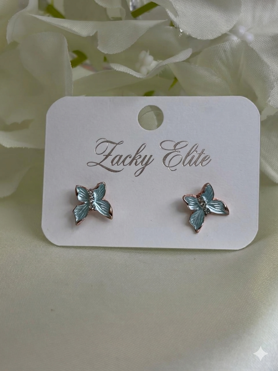 Enamel Butterfly Stud Earrings for Women