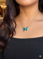 Azure Crystal Butterfly Pendant