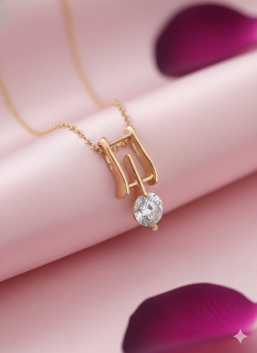 Gold-Plated Geometric Solitaire Necklace for Women