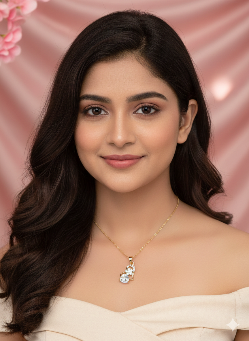 Heart Crystal Gold Plated Necklace