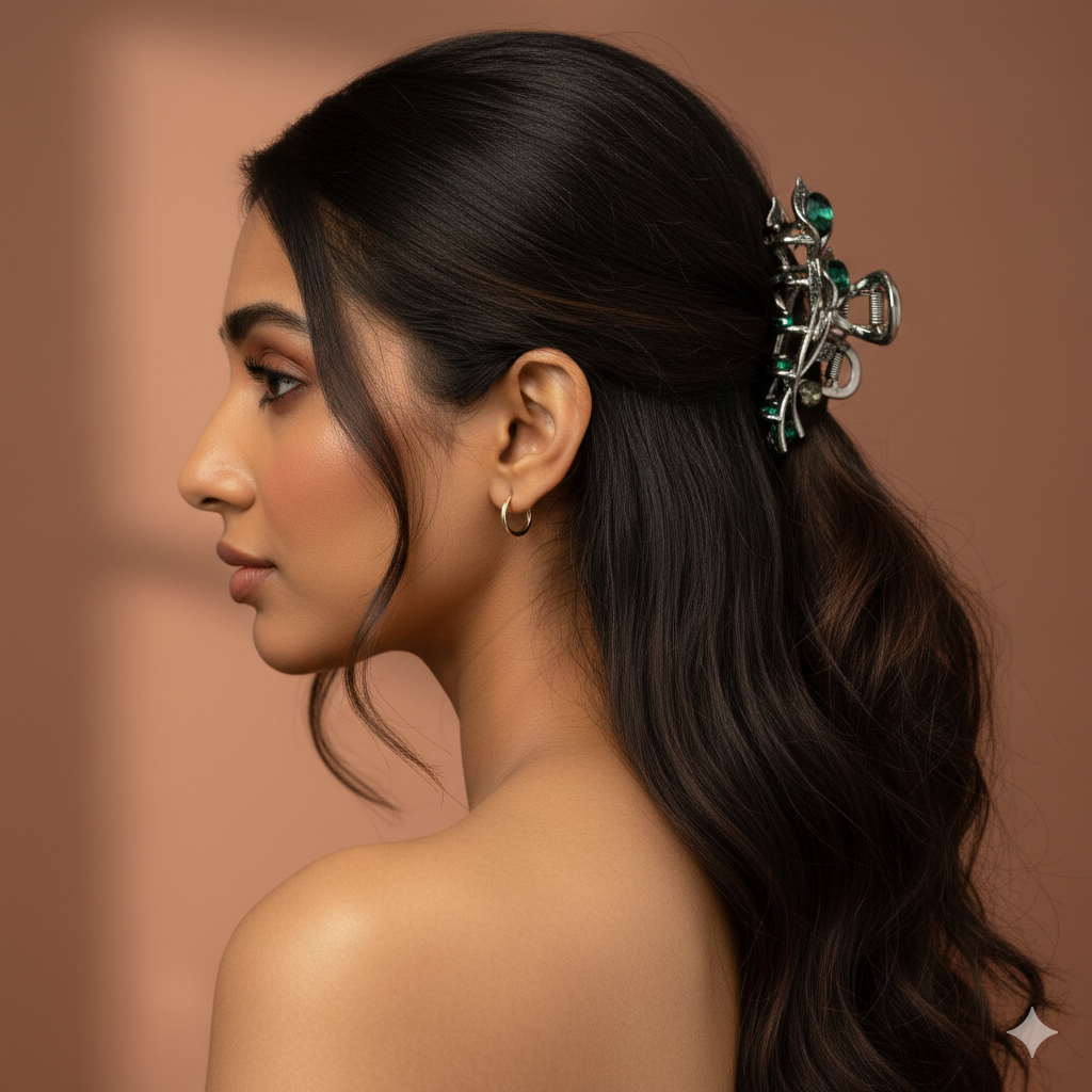 Luxury Vintage Floral Metal Claw Clip