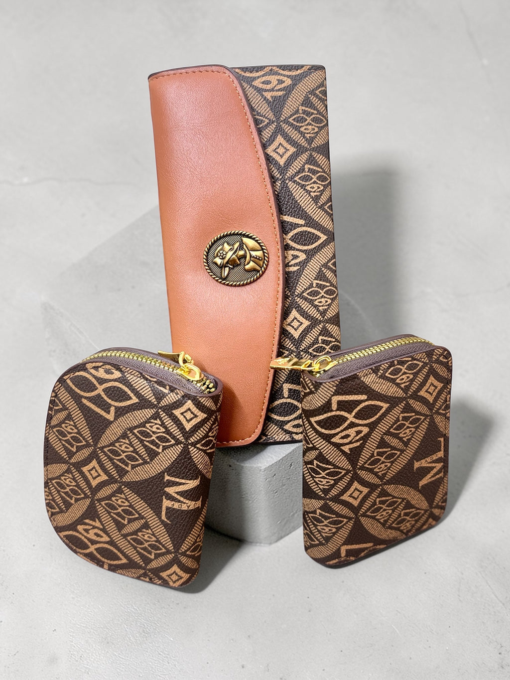 Premium Women’s 3-Piece Wallet Combo Set – Stylish Long Clutch Wallet with Zip Coin Purse & Mini Card Holder | PU Leather Ladies Purse Set