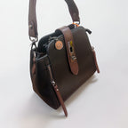 Elegant Black & Brown Women’s Sling Bag with Multi-Zip Compartments