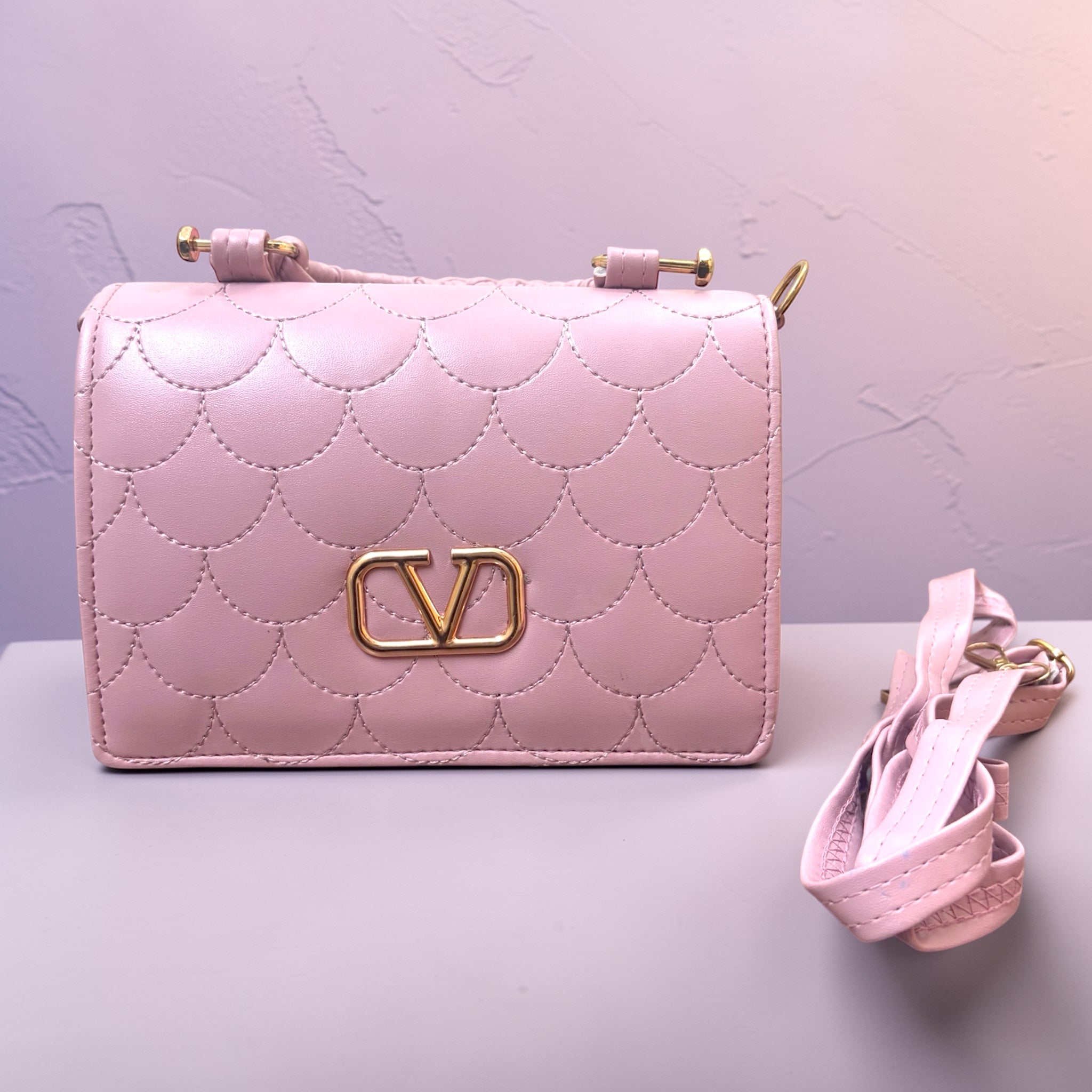 Designer Mauve Pink Quilted Handbag
