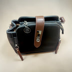 Elegant Black & Brown Women’s Sling Bag with Multi-Zip Compartments