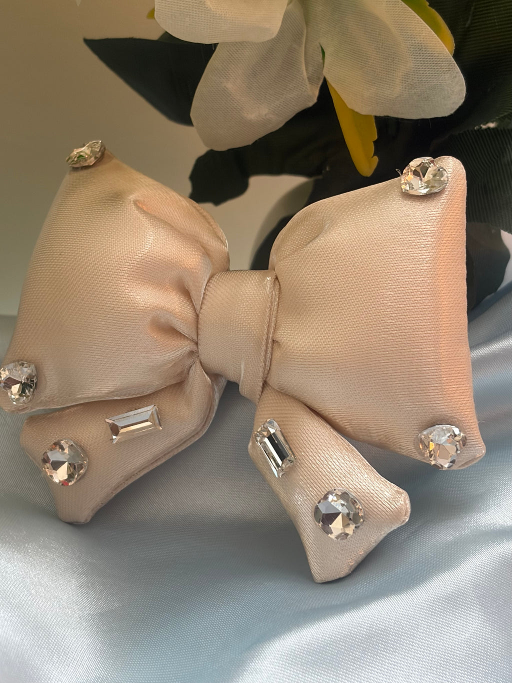 Premium Satin Bow Hair Band with Crystal Stones for Kids & Girls