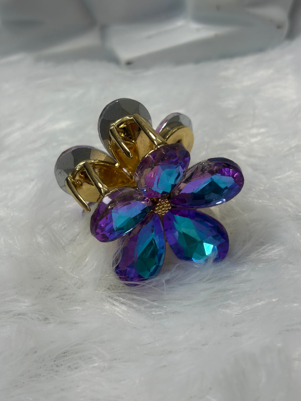 Sparkling Rhinestone Floral Hair Clutcher(Gold/Silver Finish)