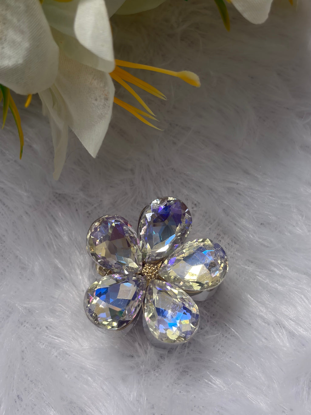 Sparkling Rhinestone Floral Hair Clutcher(Gold/Silver Finish)