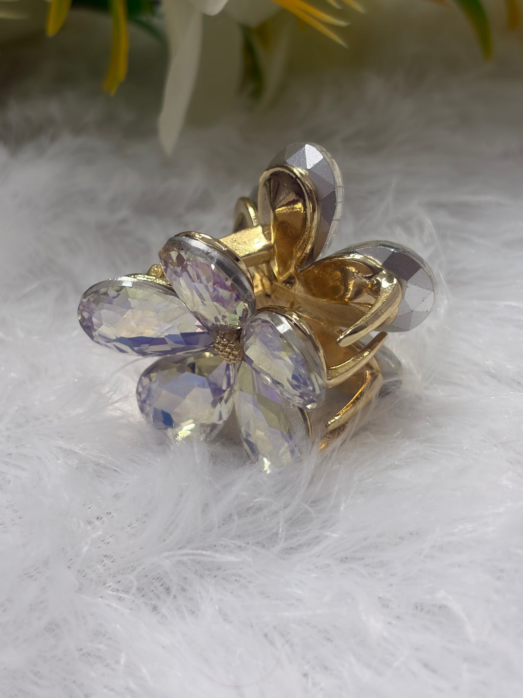Sparkling Rhinestone Floral Hair Clutcher(Gold/Silver Finish)